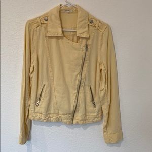 Yellow Linen Moto Jacket Maurice’s Small